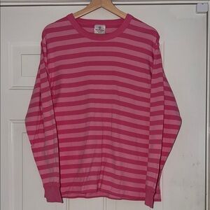 Hanna Andersson Pink Striped Long Sleeve Pajama Top